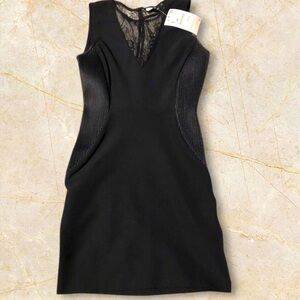 ZARA NWT! Black MINI Dress w/LaceMesh Detail